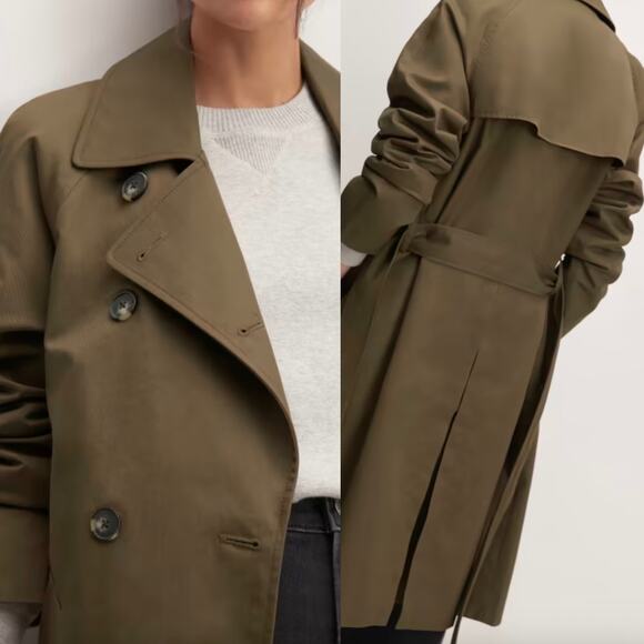 Everlane The Trench Coat In Beech Green Size XS New - Picture 2 of 16